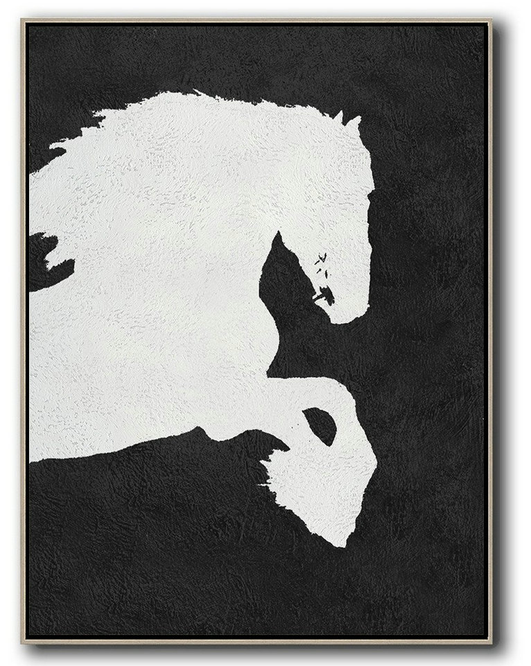 Black And White Minimal Painting On Canvas,Abstract Oil Painting #O2X5